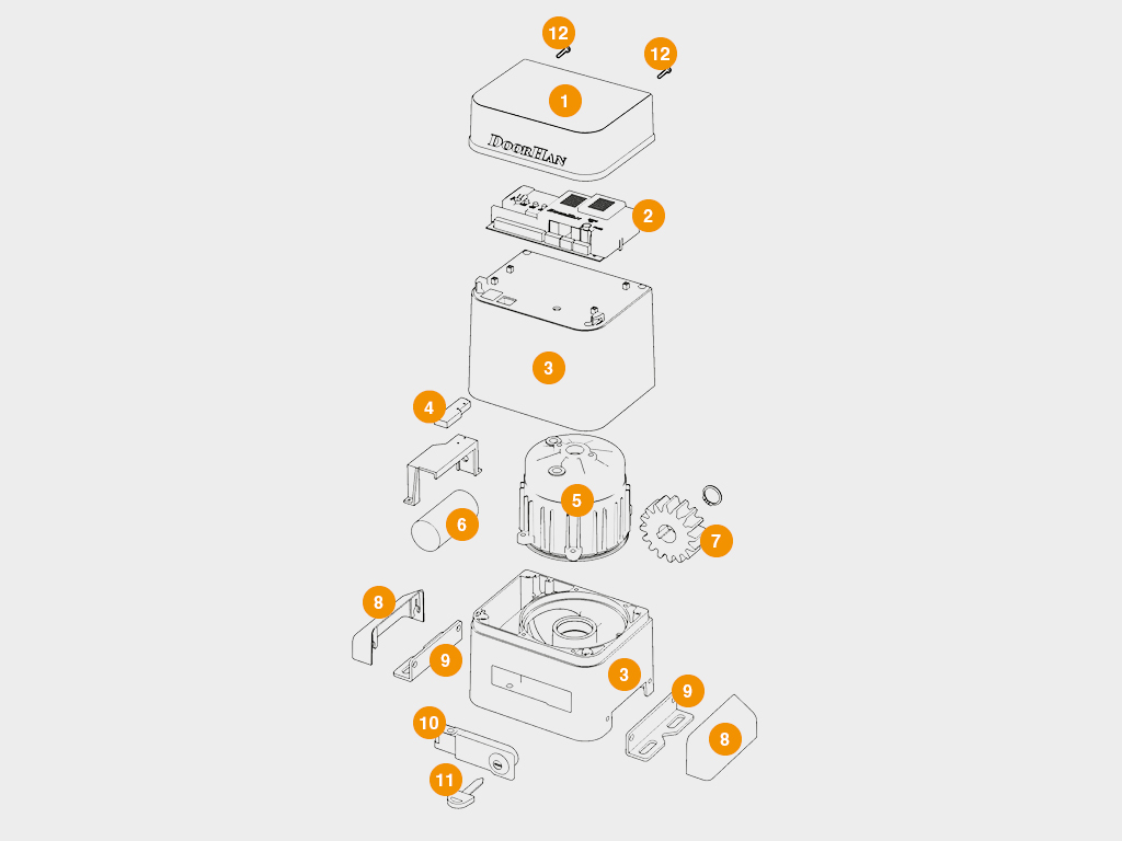 Конструкция  Привод SLIDING-2100PRO для откатных ворот весом до 2100 кг