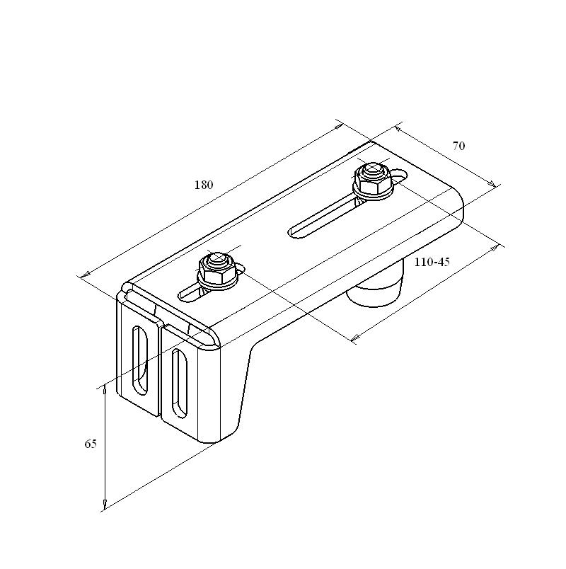 Направляющее устройство. Dhsn210/ral9005. Dhsn210/ral9005 DOORHAN. Направляющая балка шина профиль 71х60х3.5 мм для откатных сдвижных ворот. Ловитель Нижний для балки 71х60х3,5, dhs20340.