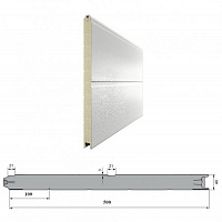 Панель «С широкой центральной полосой» 500мм Дерево/Стукко