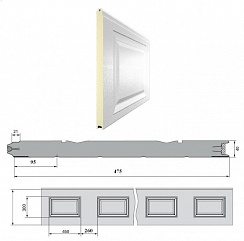 Панель «Филенка» 475мм шаг 260мм Дерево/Стукко