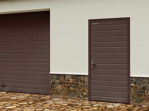 Гаражные двери модели "Ультра" 880/2050/RAL 8017 (красно-коричневый)/правая