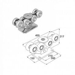 Опора роликовая для балки 138мм облегченная, DHS500