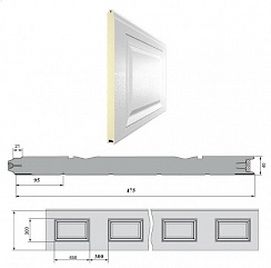 Панель «Филенка» 475мм шаг 300мм Дерево/Стукко (цвет "под дерево")