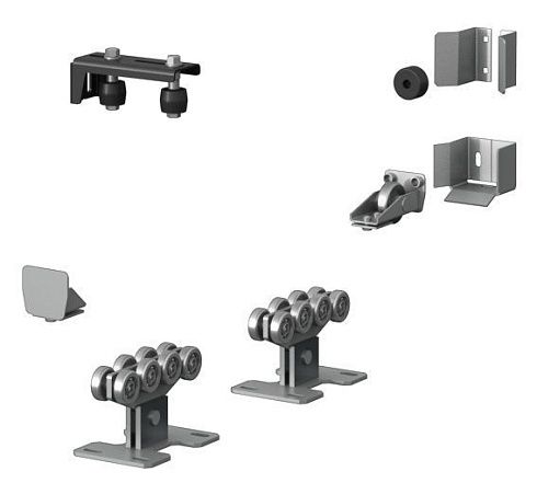Состав: Опора роликовая для балки 71х60х3,5 2 шт. Направляющее устройство 1 шт. Ловитель нижний(без кронштейна) для балки 71х60х3,5 1 шт. Ловитель верхний(без кронштейна) 1 шт. Крышка задняя для балки 71х60х3,5 1 шт. Ролик концевой для балки 71х60х3,5 1 ш